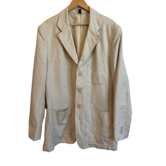 Structure Blazer Mens XL Beige Linen Blend Lightweight Sports Coat Jacket Derby - Picture 1 of 10